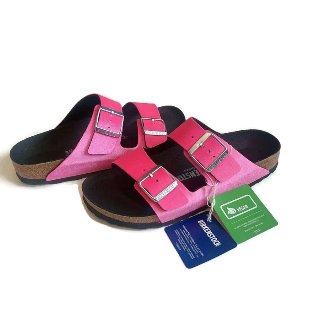 Birkenstock Womens 8 Mens 6 Arizona Rivet Logo Sandals Velvet Pink EU 39 Narrow - Picture 10 of 10